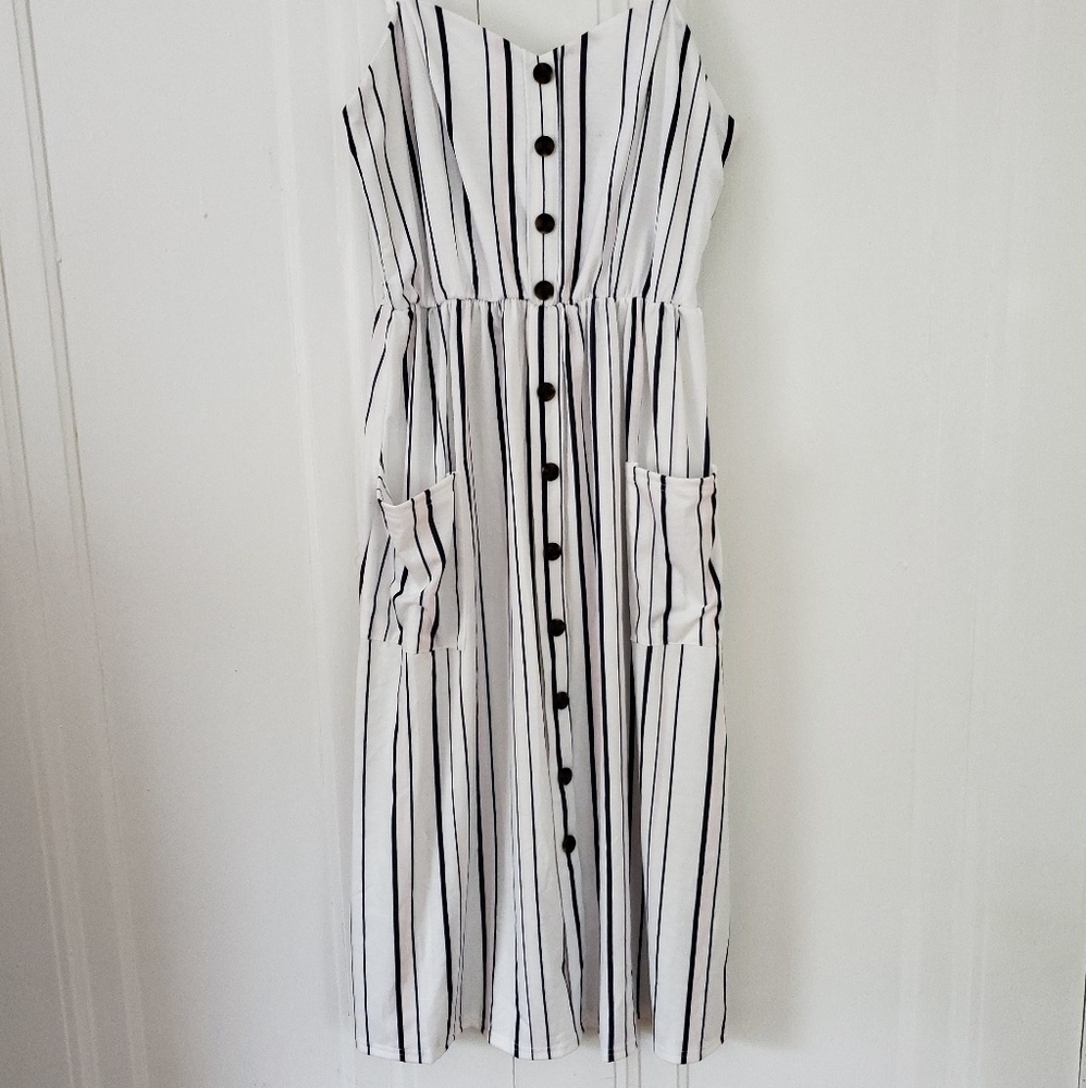 Striped Cotton Midi Dress